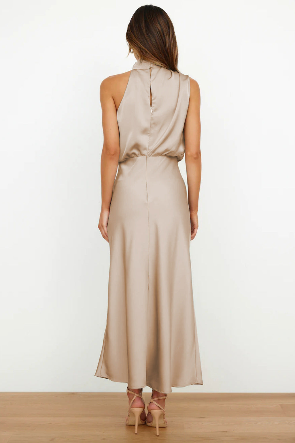 Madison Satin Halter Maxi Dress