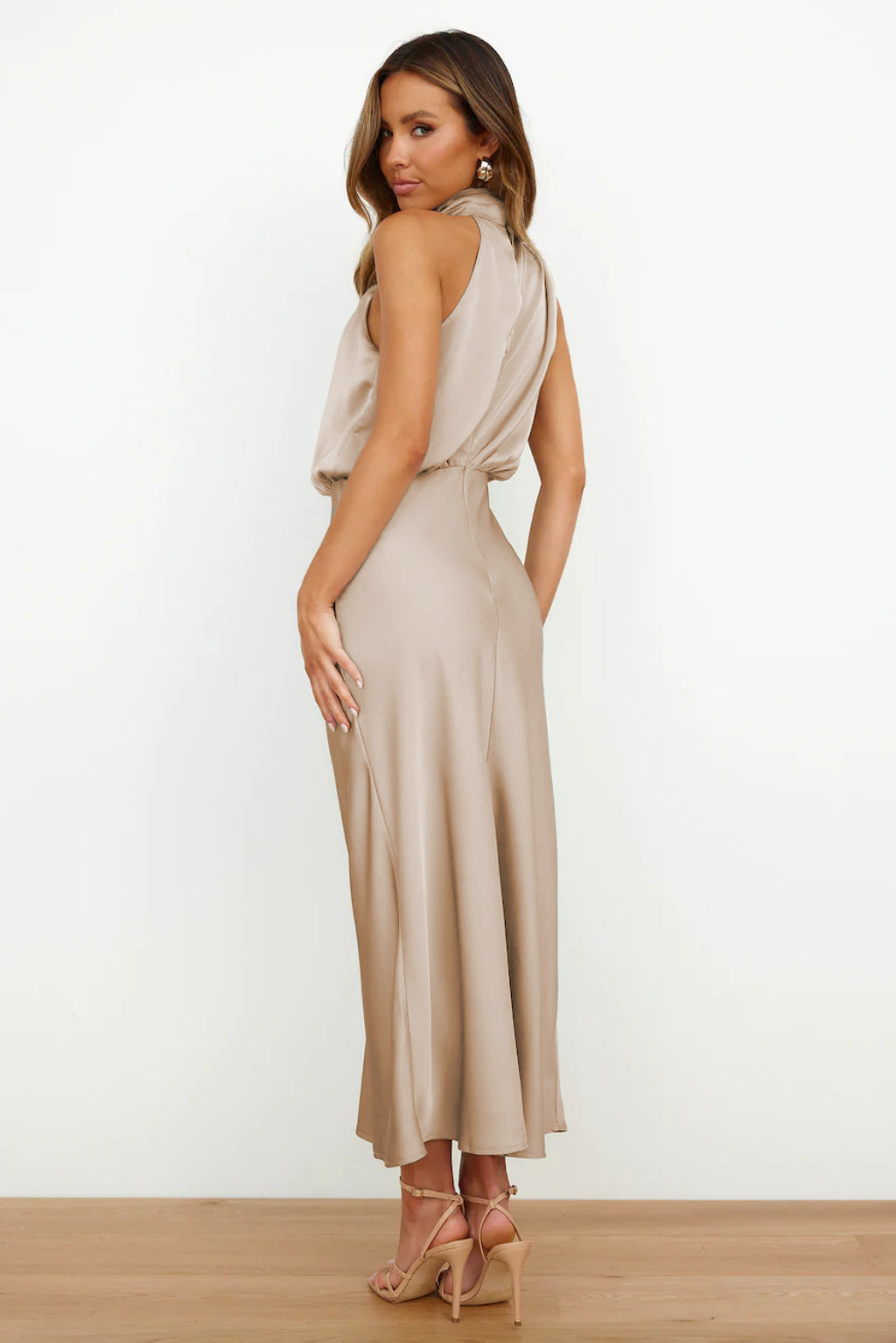 Madison Satin Halter Maxi Dress