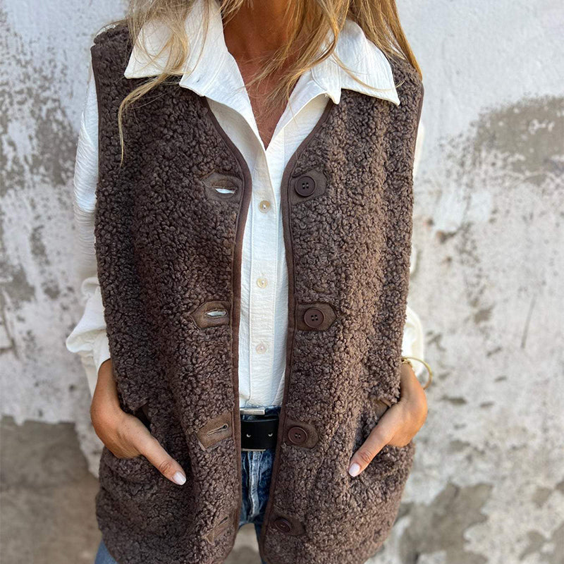 Bella® - Women's Winter Vest in Soft Wool with Buttons